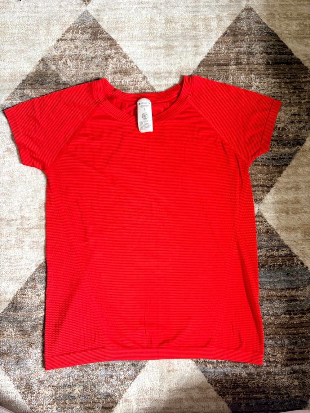 Athleta Red Short Sleeve Crew Neck Top